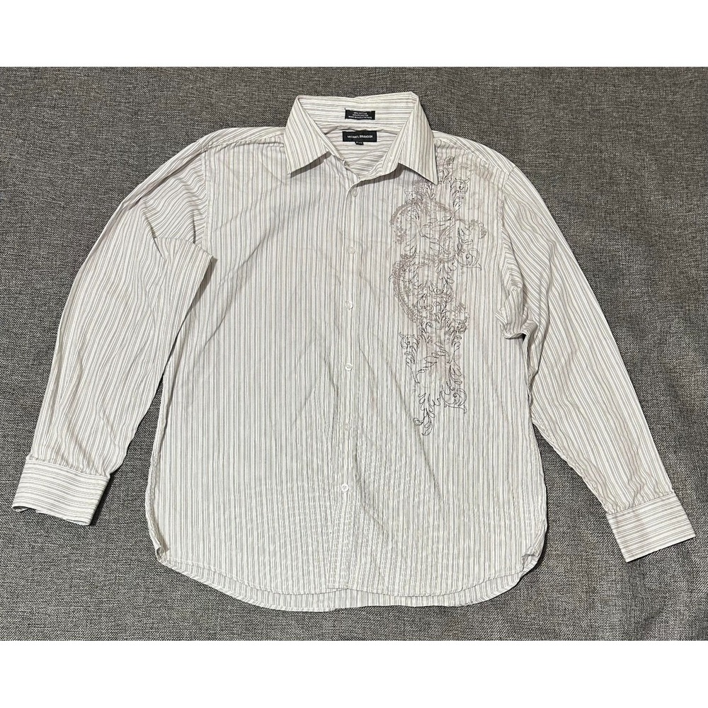 Michael Brandon Men's‎ XL 17-17 1/2 Striped Long Sleeve Shirt